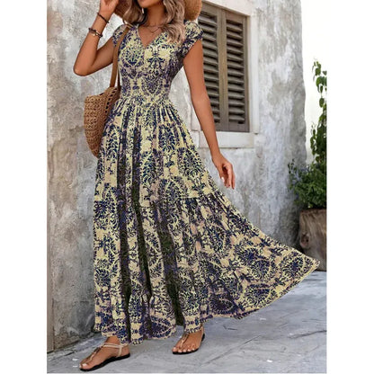 Women’s Floral Smocked Waist Maxi Dress
