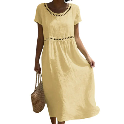 Women’s Lace-Trim High-Waist Midi Dress