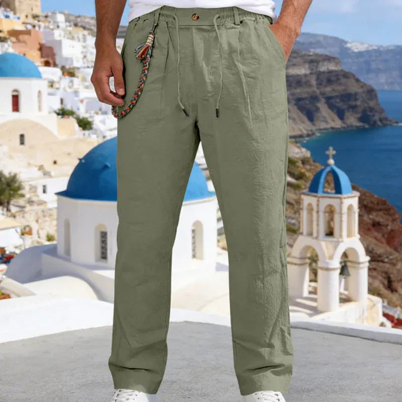 Men’s Casual Linen-Look Drawstring Pants