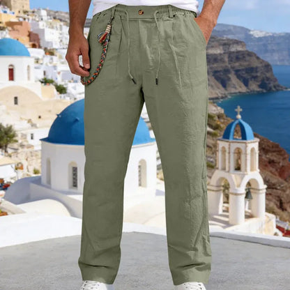 Men’s Casual Linen-Look Drawstring Pants