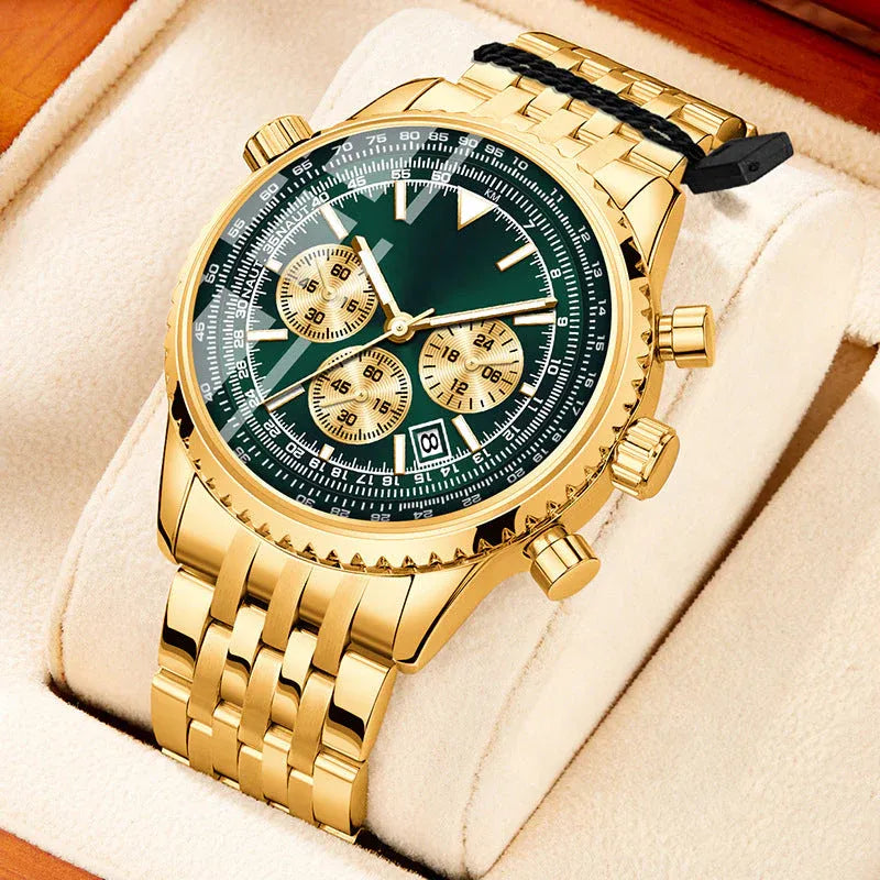 Men’s Chronograph-Style Stainless Steel Bracelet Watch