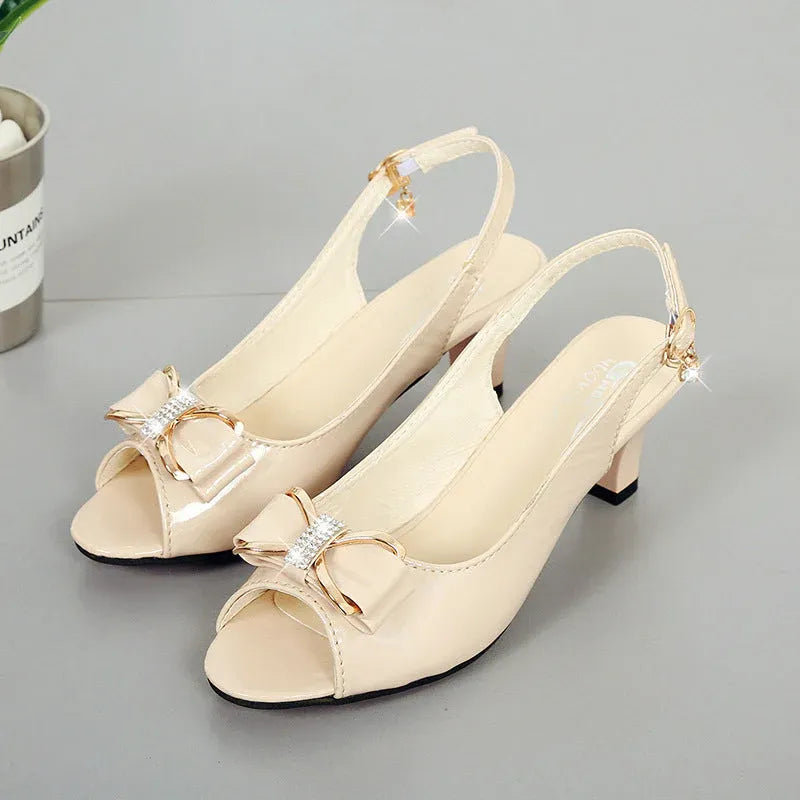 Women’s Bow-Accent Peep-Toe Slingback Heels
