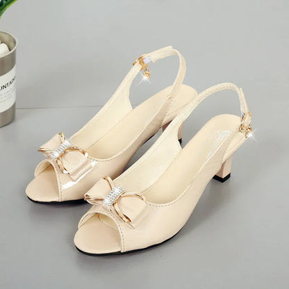 Women’s Bow-Accent Peep-Toe Slingback Heels