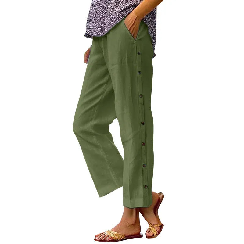 Women’s Side Button Cropped Pants