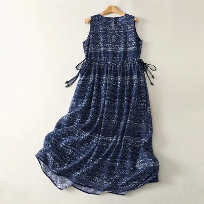 Women’s Boho Drawstring Pocket Maxi Dress