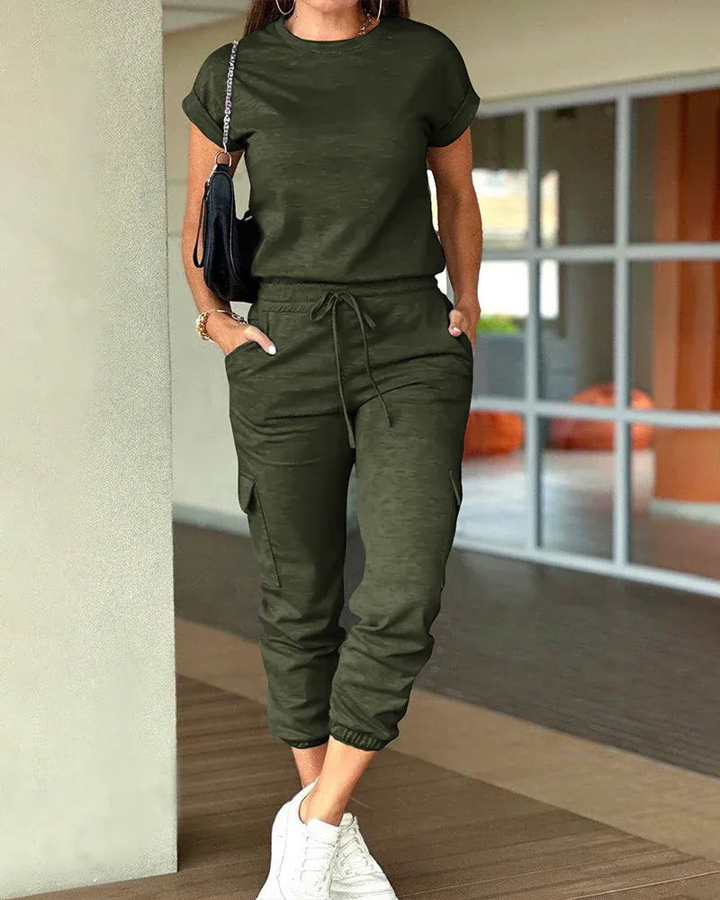 Women’s Casual Cargo Jogger Pants Set