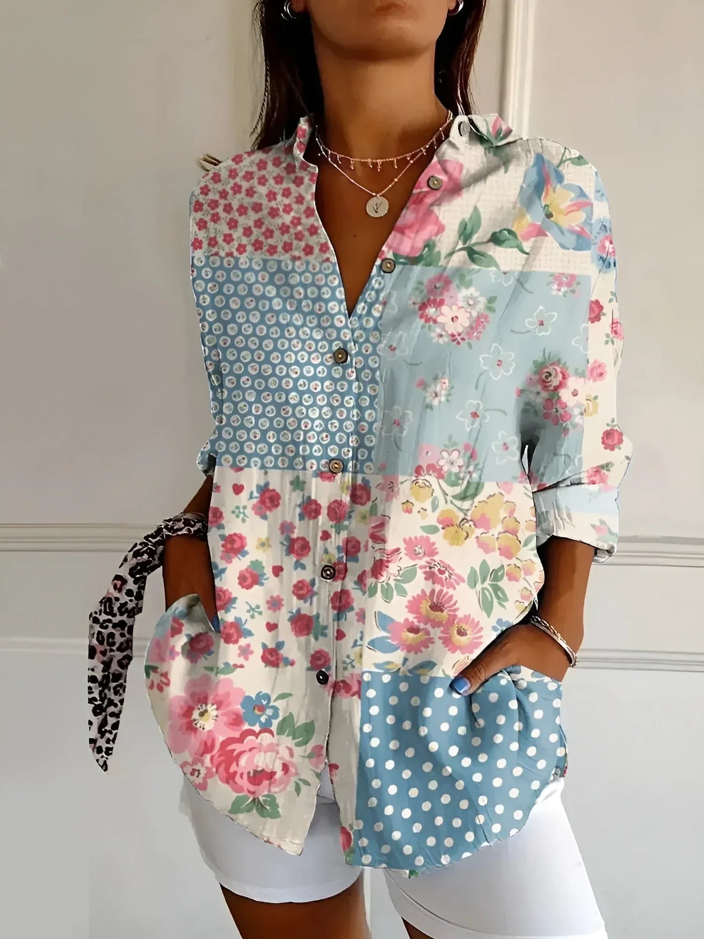 Women's Floral Button-Up Blouse