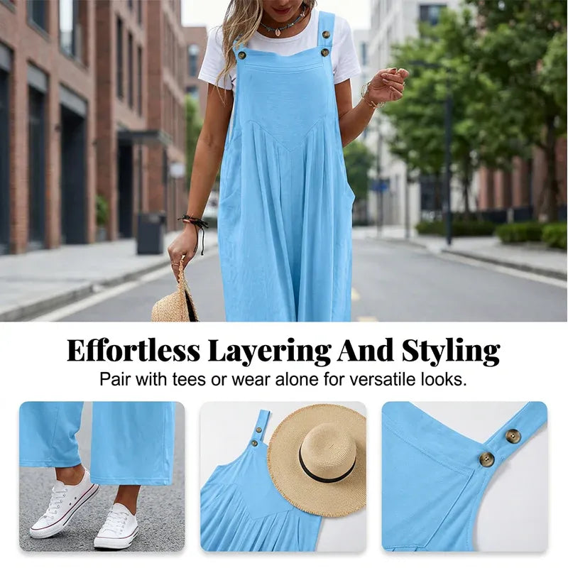 Women’s Sleeveless Wide-Leg Pocket Jumpsuit