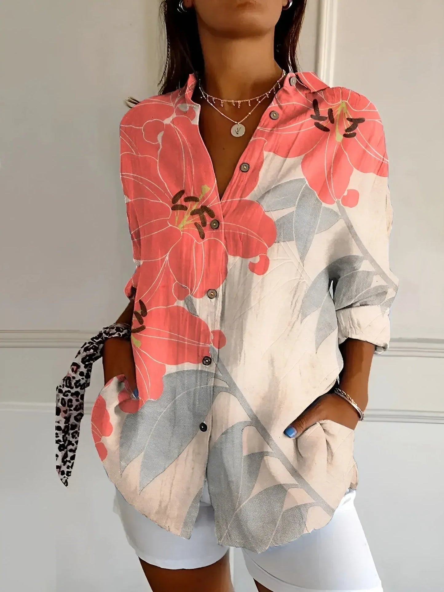 Women's Floral Button-Up Blouse