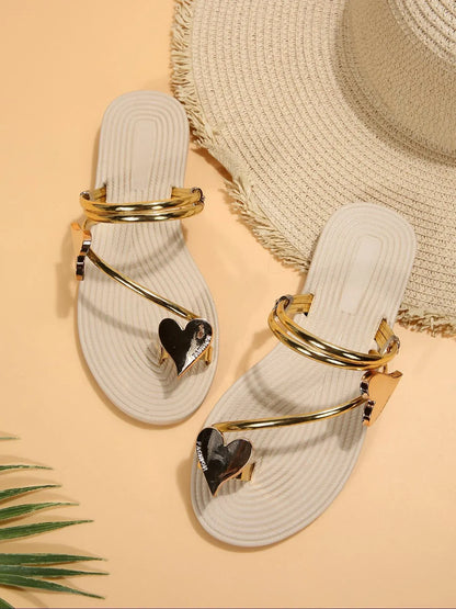Women’s Heart Accent Toe Loop Flat Sandals
