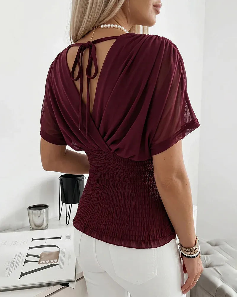 Women’s Ruched Wrap V-Neck Blouse