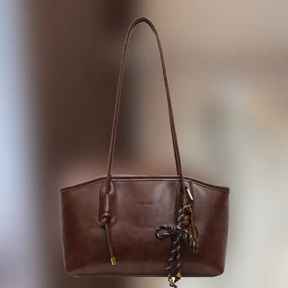 Women’s Vintage-Style Faux Leather Shoulder Tote Bag