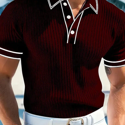 Men’s Ribbed Short Sleeve Polo Shirt