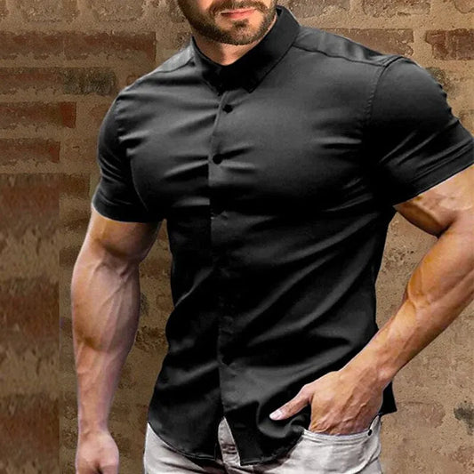 Men’s Short Sleeve Wrinkle-Resistant Button-Up Shirt