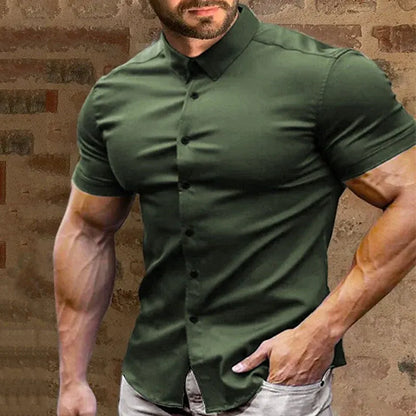 Men’s Short Sleeve Wrinkle-Resistant Button-Up Shirt