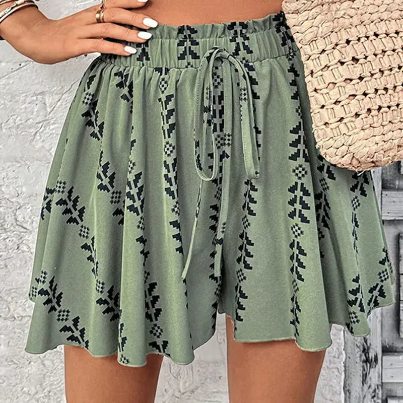 Women's Printed High-Waisted Flowy Skort