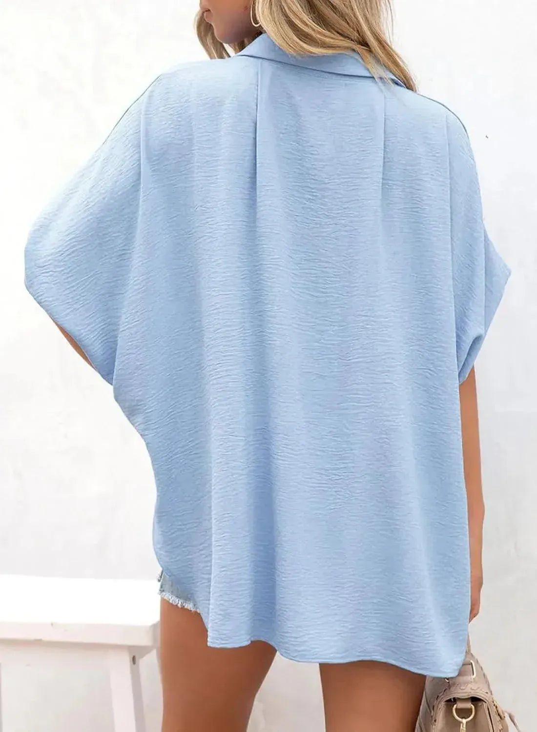 Women’s Relaxed Button-Up Short Sleeve Blouse