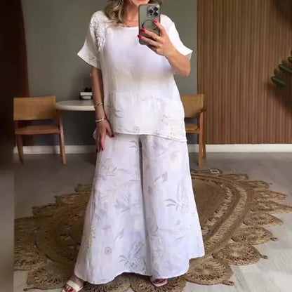 Women’s Printed Two-Piece Wide-Leg Pants Set