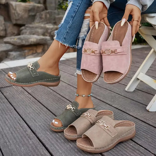 Women’s Heart Accent Open-Toe Wedge Sandals