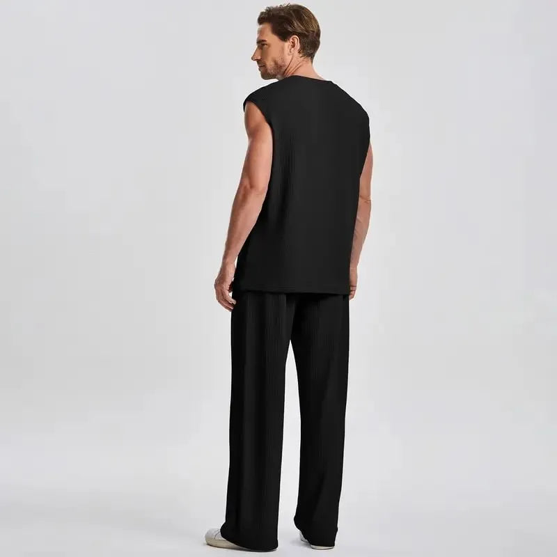 Men's Sleeveless Ribbed Lounge Set