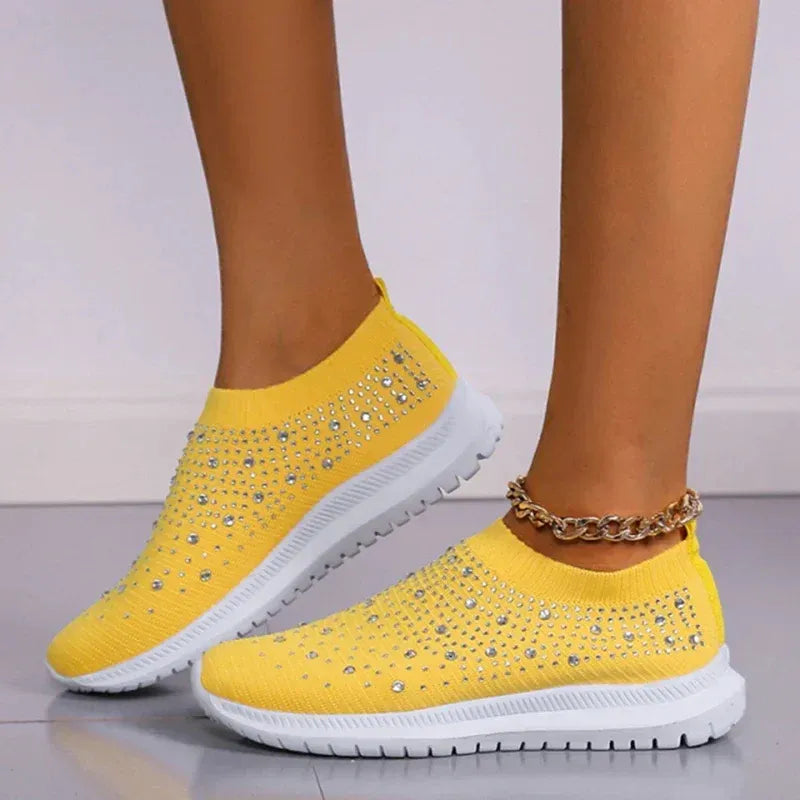 Women’s Rhinestone Knit Slip-On Sneakers