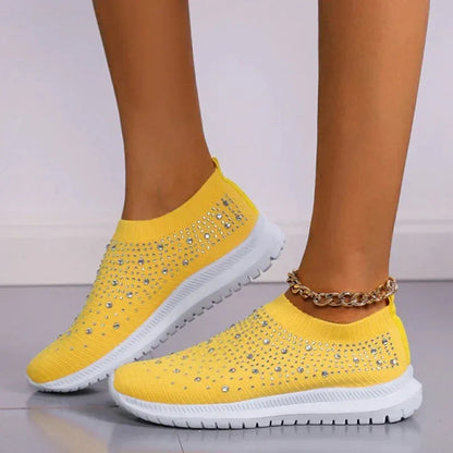 Women’s Rhinestone Knit Slip-On Sneakers