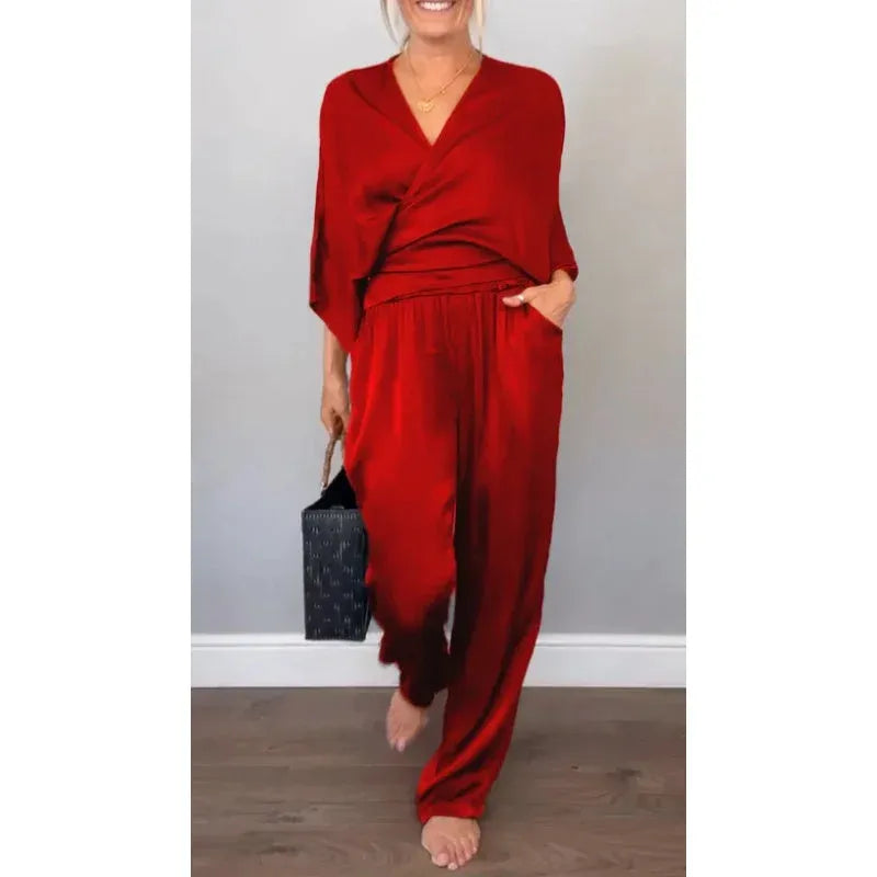 Women’s Wrap-Front Wide-Leg Jumpsuit