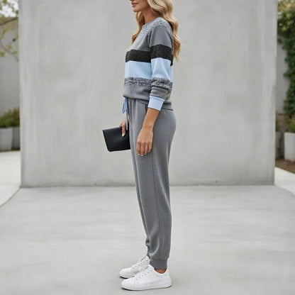 Women’s Striped Pullover and Jogger Pants Set
