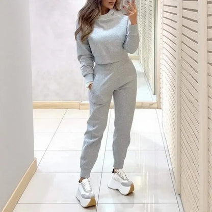 Women’s Slim Fit Cropped Sweatshirt and Jogger Set