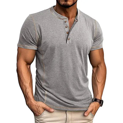 Men’s Casual Short Sleeve Henley T-Shirt