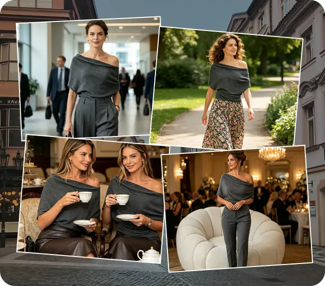 Women’s Draped Off-Shoulder Batwing Top