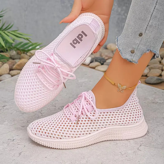 Women’s Breathable Mesh Lace-Up Walking Sneakers