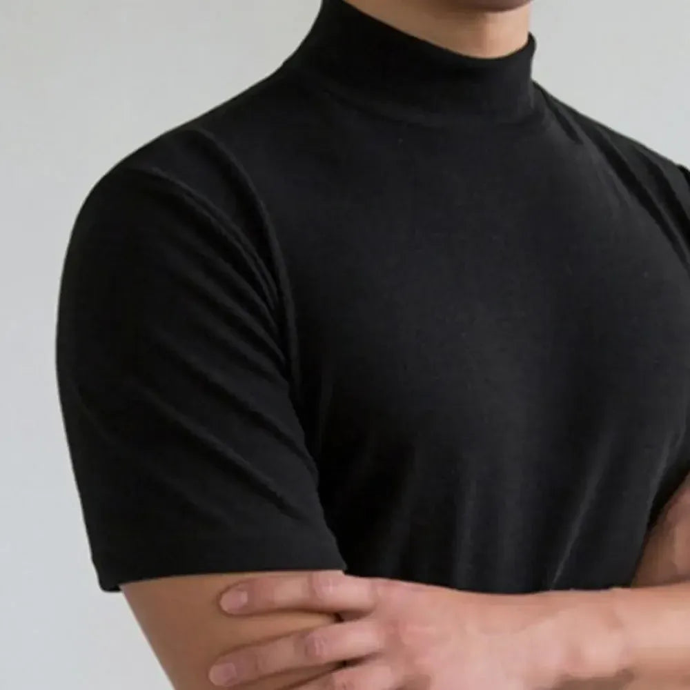 Men’s Short-Sleeve Mock Neck Knit T-Shirt