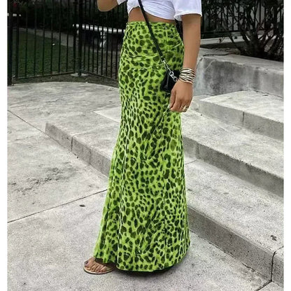 Women’s Leopard Print Flowy Maxi Skirt