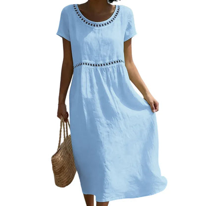 Women’s Lace-Trim High-Waist Midi Dress