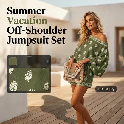 Women’s Boho Off-Shoulder Top & Shorts Set