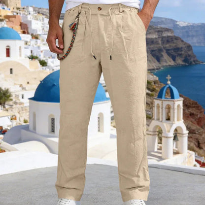 Men’s Casual Linen-Look Drawstring Pants