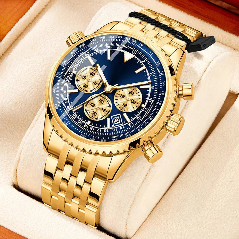 Men’s Chronograph-Style Stainless Steel Bracelet Watch