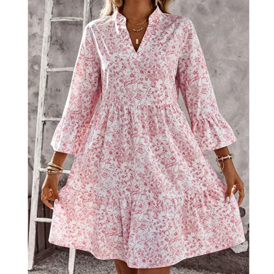 Women’s Floral V-Neck Flowy Mini Dress