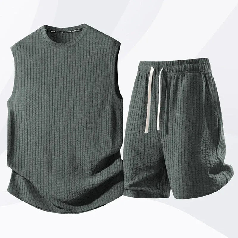 Men’s Textured Sleeveless Lounge Set