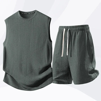 Men’s Textured Sleeveless Lounge Set