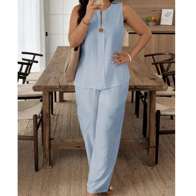 Women’s Sleeveless Wide-Leg Pants Set