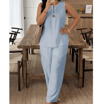 Women’s Sleeveless Wide-Leg Pants Set