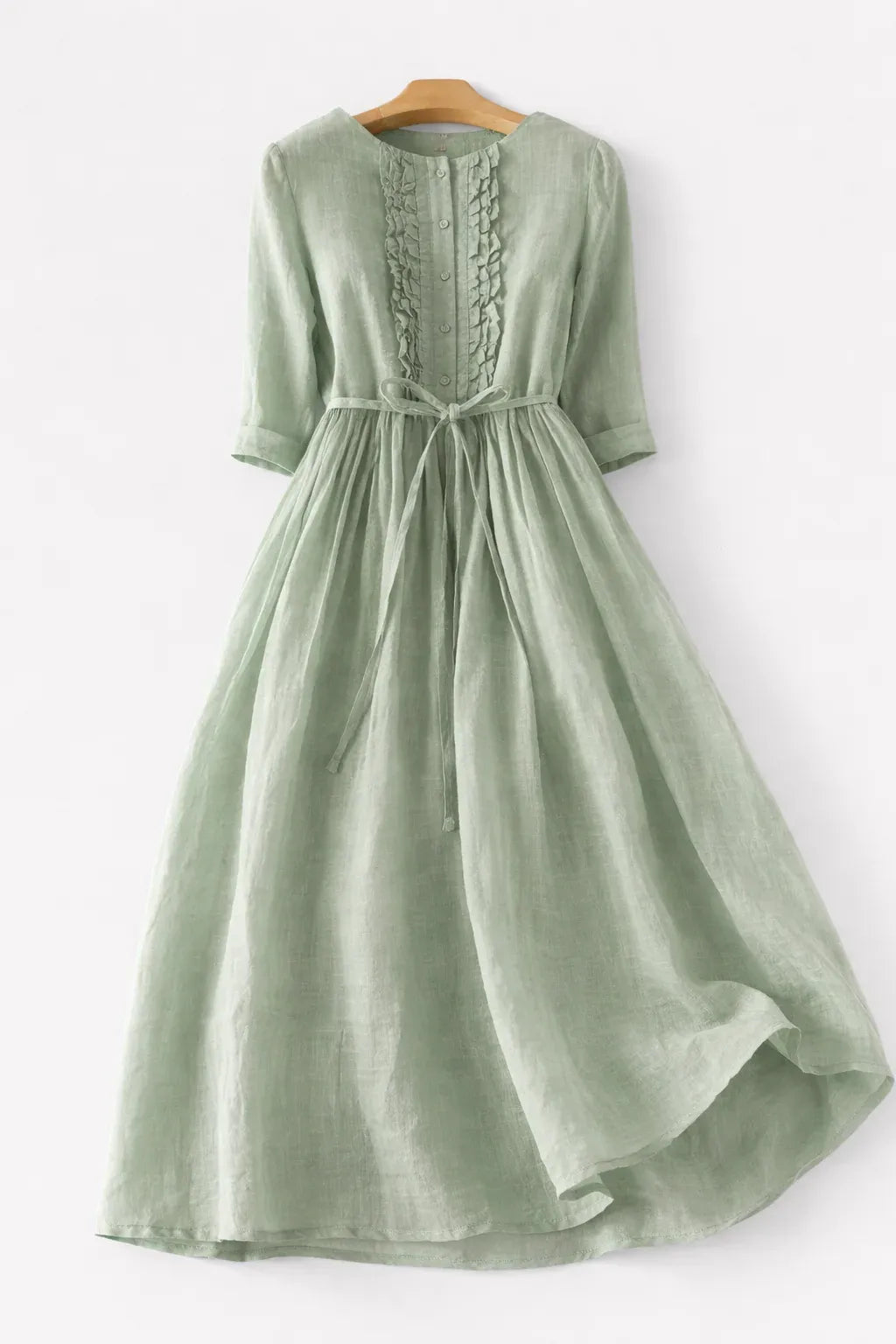 Women’s Ruffle Front Tie-Waist Maxi Dress