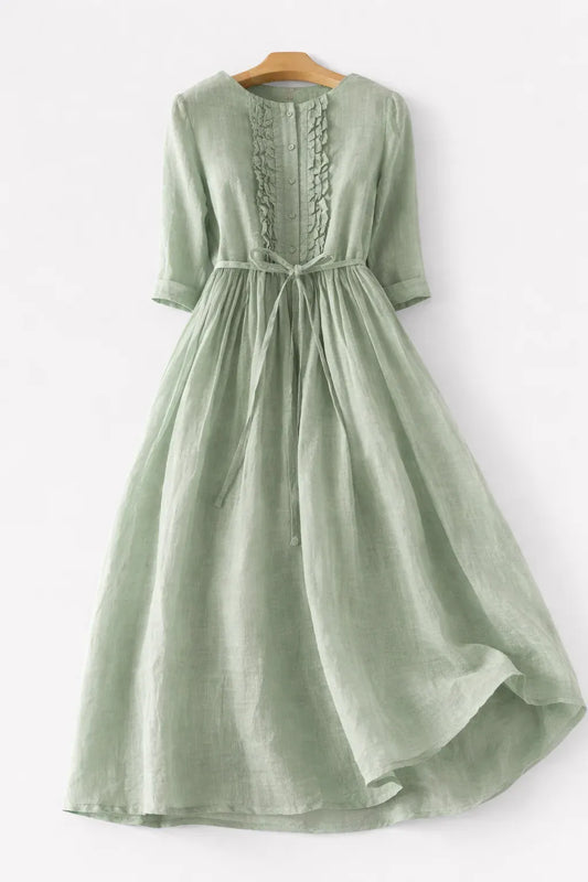 Women’s Ruffle Front Tie-Waist Maxi Dress