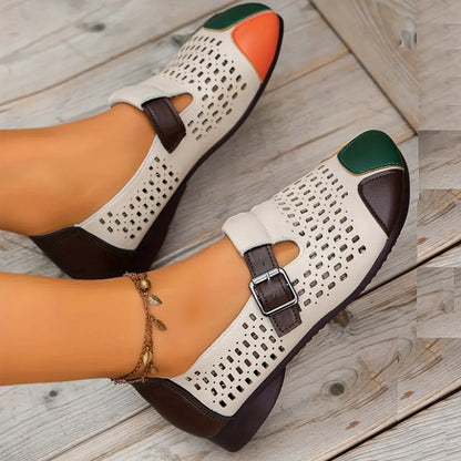 Women’s Perforated Colorblock Mary Jane Flats