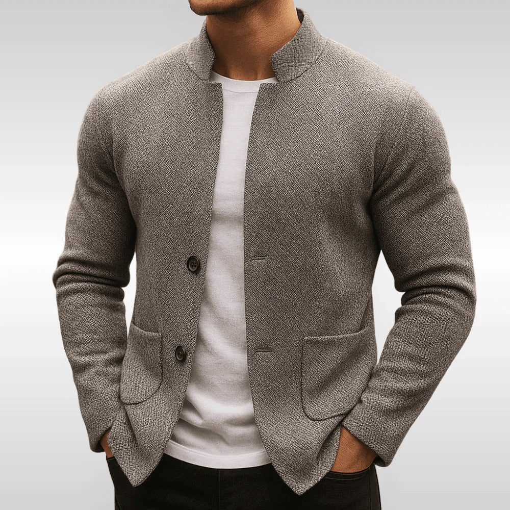 Men's Button-Front Stand Collar Blazer