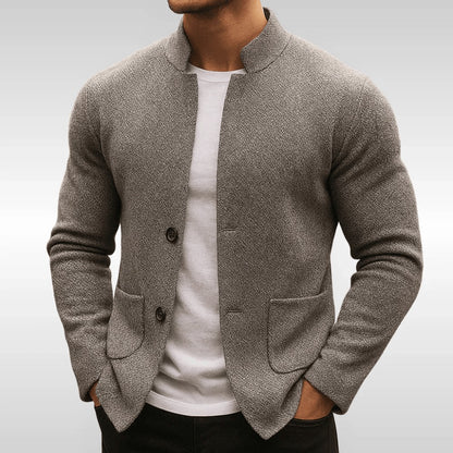 Men's Button-Front Stand Collar Blazer