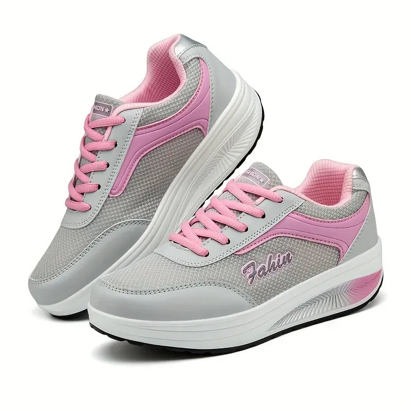 Women's Knit Lace-Up Walking Sneakers