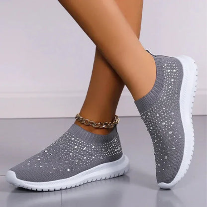 Women’s Rhinestone Knit Slip-On Sneakers